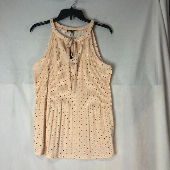 Adrianna Papell NWT Pleated Halter tie neck Blouse Champagne Size M.        C - Picture 1 of 7